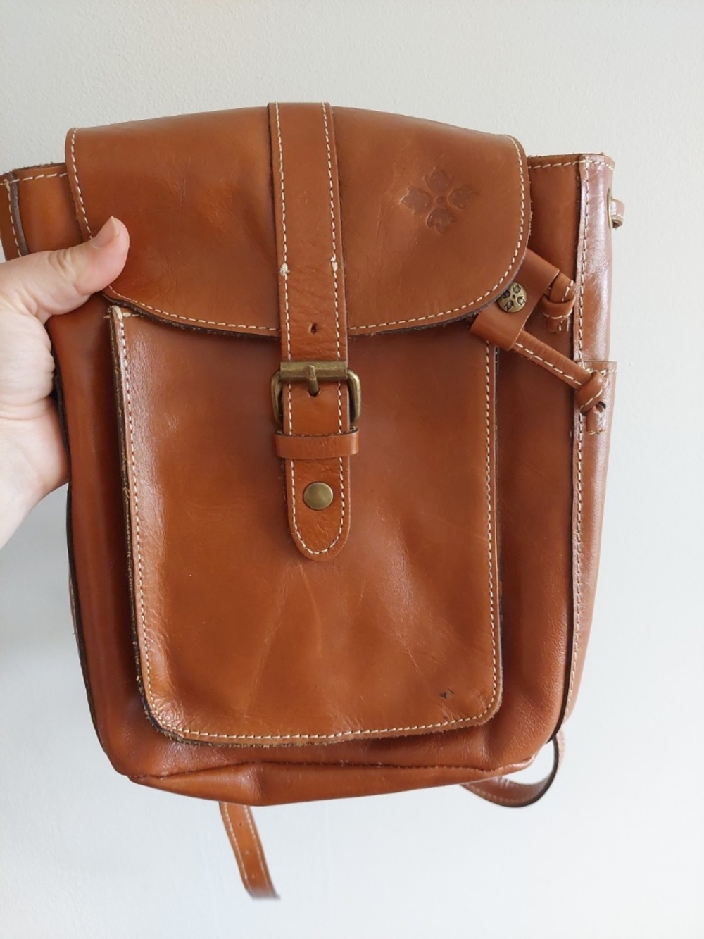Patricia Nash Saddle Brown Small Leather Backpack Purse